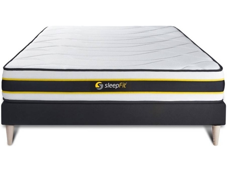 Conjunto de Somier Negro + Colchón SLEEPFIT Flexy (135x200 cm - Muelles Ensacados)