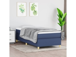 Estructura De Cama Sin Colchón Tela Azul 90x190 Cm