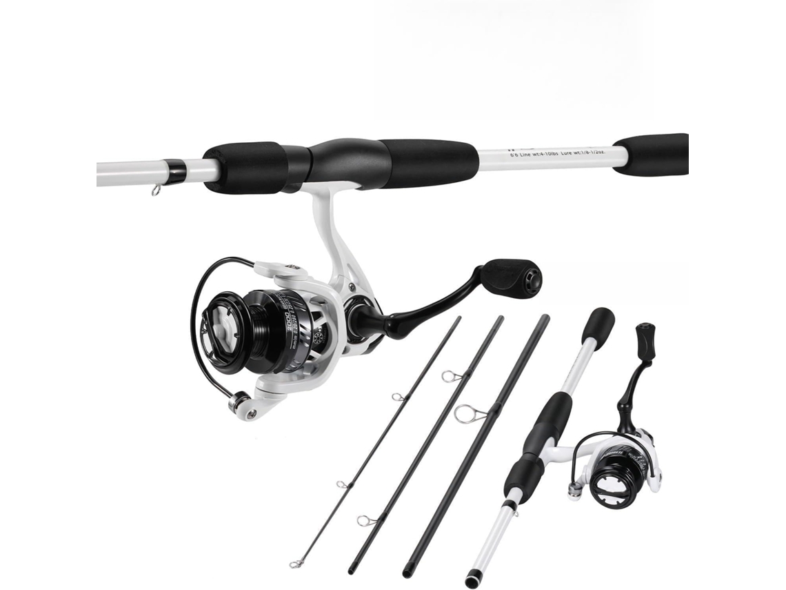 Combo De Caña Y Carrete Pesca, Spinning 1,98 M Relación Engranajes 5,2:1, Para Pesca En Agua Salada Lubina,...