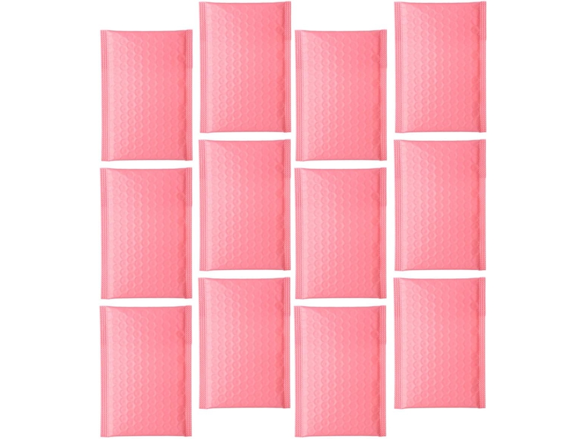 Paquete de 100 bolsas de envío acolchadas de polietileno con burbujas, autoadhesivas y de color rosa, para artículos pequeños.