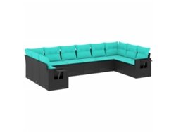 Maison Exclusive - Conjunto De Sofá De Jardín De 10 Piezas Con Cojines, De Poliratán Negro