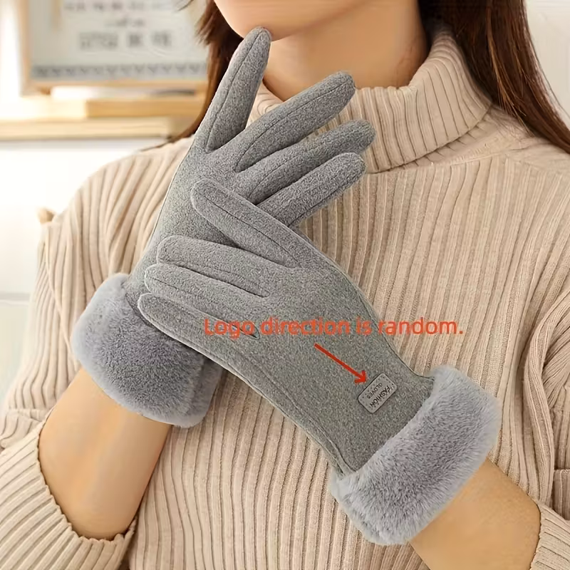 1 par de guantes de invierno para mujer con malla táctil, guantes de poliéster suave para calidez durante todo el año, con forro polar, Stelasplen