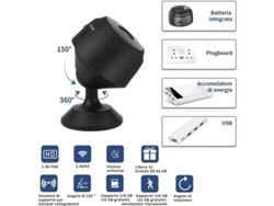 Minicámara Yizhood 1080p con wifi, visión nocturna y detección de movimiento (negra)