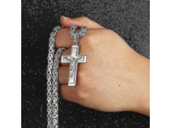2026-collar De Cruz De Jesús De Acero Inoxidable Cadena Larga Bizantina Para Hombres Joyería Cristiana Pendiente