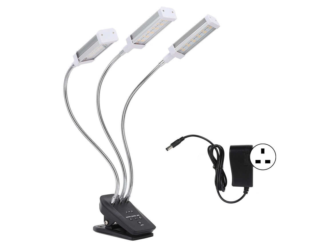 Lámpara Led De Cultivo Con 3 Cabezales, Rotación Ajustable De 360°, Temporizador, Para Plantas (enchufe Británico)