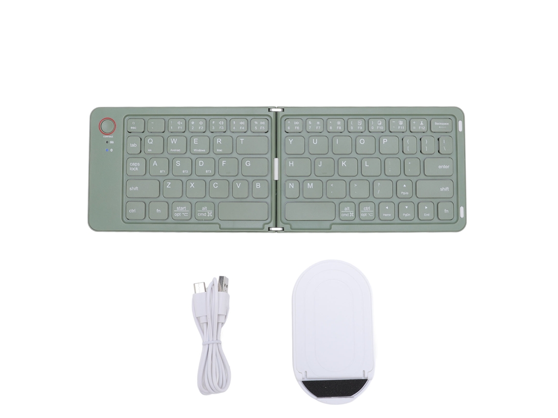 Baoj-2026 Teclado Bluetooth inalámbrico plegable de 67 teclas, recargable, magnético, delgado, portátil, universal para teléfono, tableta y portátil (verde)
