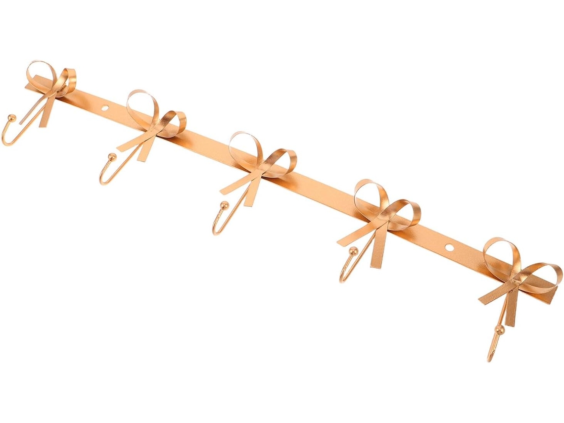 Gancho De Pared De Metal Dorado Con Nudo Decorativo – Perchero De Pared De 40,7 X 7,5 X 3 Cm