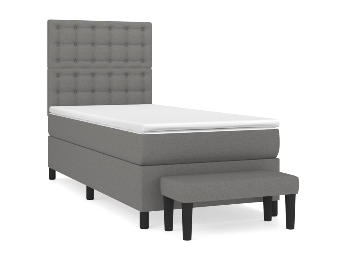 Maison Exclusive - Cama Box Spring Con Colchón Tela Gris Oscuro 100x200 Cm
