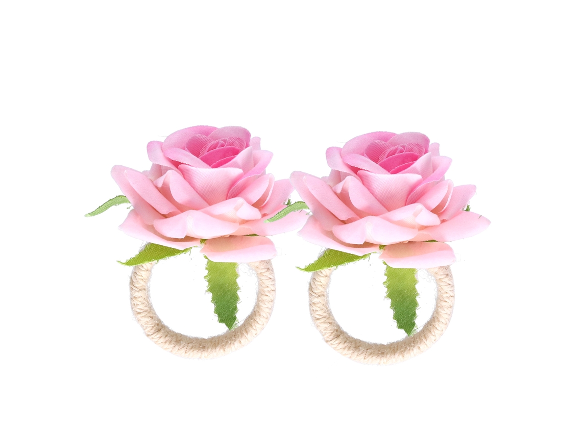Baok-2 Unidades/bolsa Anillos para servilletas de flores artificiales modernas Soporte para servilletas Decoración de mesa para bodas Rosa