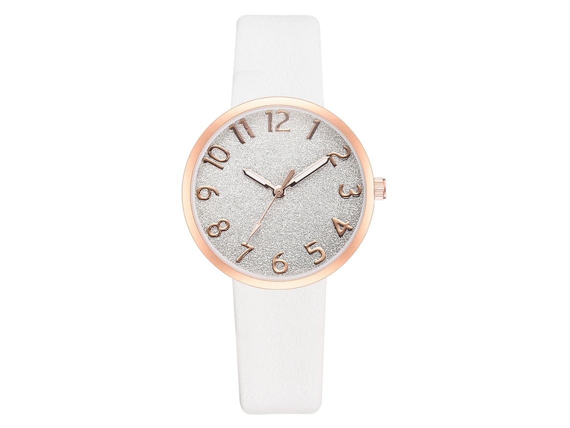 Reloj De Pulsera Analógico De Cuarzo Para Mujer Con Esfera Redonda Blanca.
