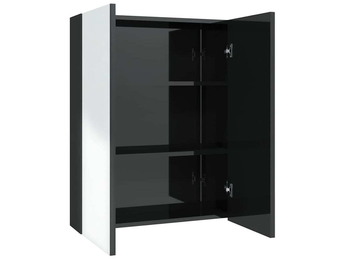 Maison Exclusive - Armario De Espejo De Baño Mdf Negro Brillante 60x15x75 Cm