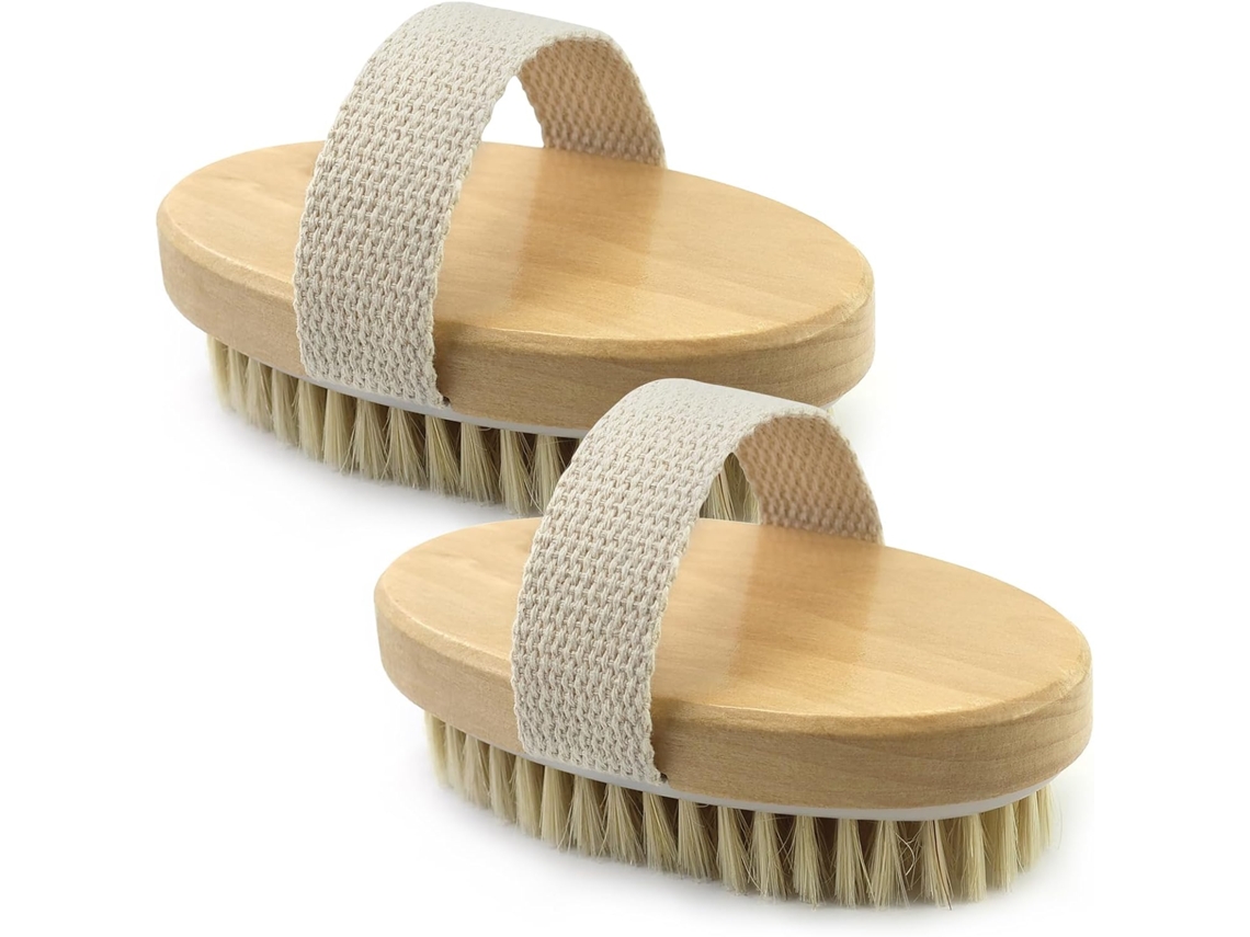 Juego De Cepillos Corporales, 2 Piezas, Cerdas Naturales