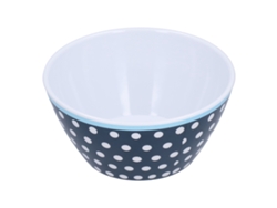 Bol Para Ensalada De Melamina Azul Oscuro De 500 Ml Con Puntos Para Aperitivos, Postres, Fruta, Repostería Y Decoración.