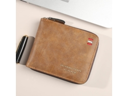 Cartera triple con cierre de seguridad RFID, marrón
