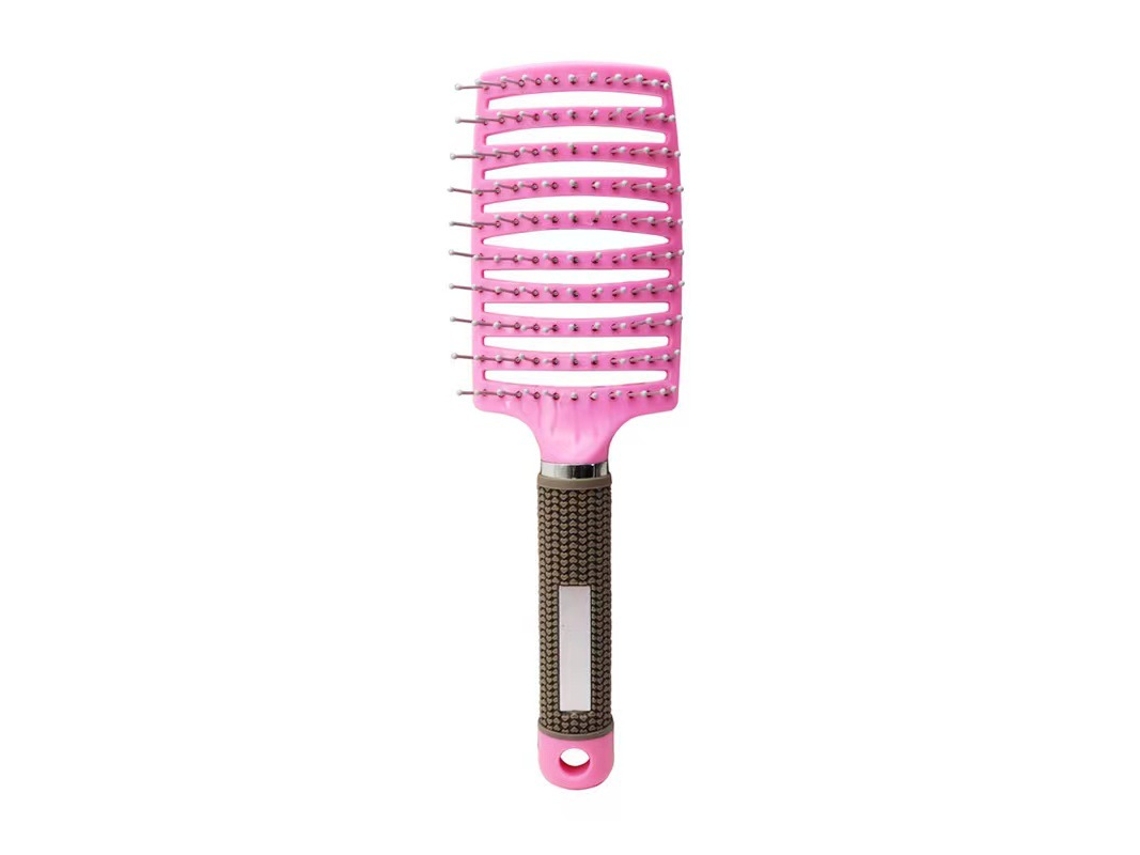 Pincel De Pelo Vented Curvo Con Puntas De Bola Para Desenredar, Masajear Y Estilar, Color Rosa, Para Hombres Y Mujeres
