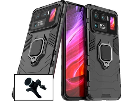 Kit Carcasa y Soporte Magnético Auto Reforzado Xiaomi Mi 11 Ultra PHONECARE Military Defender Negro