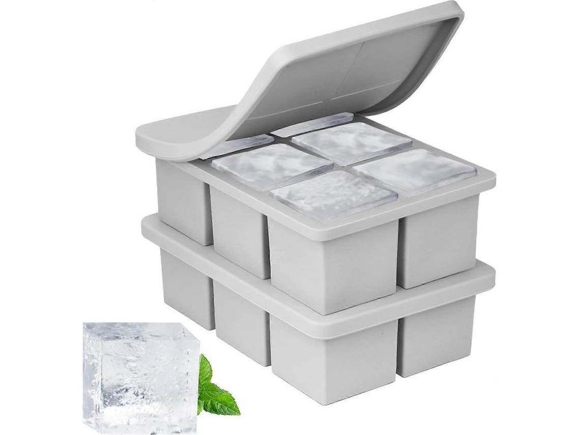 Bandeja Grande De Silicona Para Cubitos De Hielo - 2 Piezas Para Whisky Y Cócteles - Cubitos De 5 Cm - Hugegray