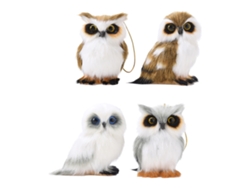 Juego de 4 colgantes de búho de peluche para Navidad - Worten