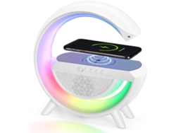 Lámpara Led De Ambiente Con Luz Nocturna, Altavoz Bluetooth, Cargador Inalámbrico De 15 W, Despertador Y Batería Integrada, Ideal Como Regal