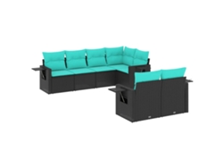 Maison Exclusive - Conjunto De Sofá De Jardín De 7 Piezas Con Cojines, De Poliratán Negro