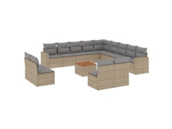 Conjunto 14 sofás de jardín VIDAXL con cojines ratán sintético beige