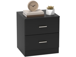 Mesita de noche moderna con 2 cajones para salón/dormitorio, capacidad de 30 kg, 45 x 39,5 x 49 cm, negra.