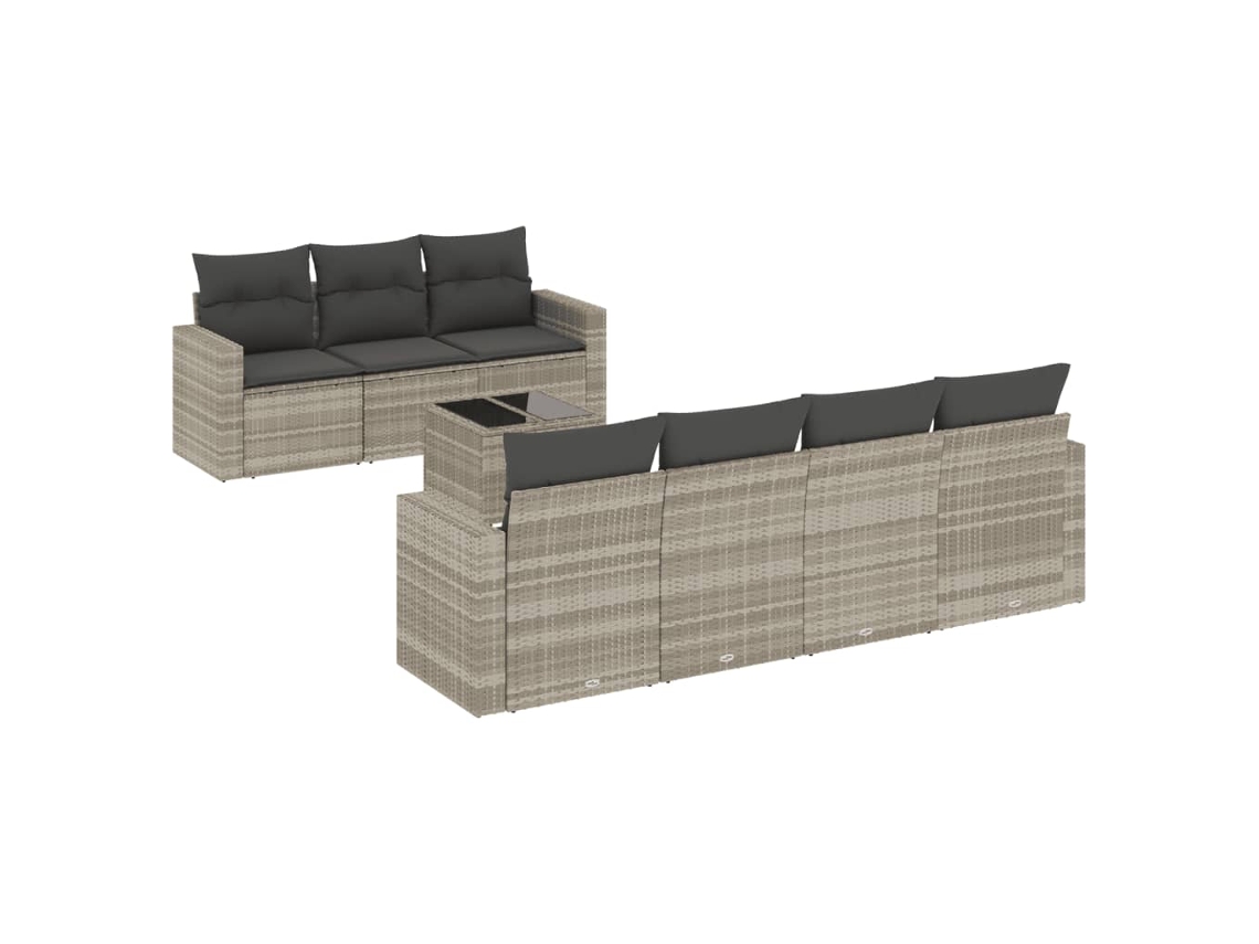 Maison Exclusive - Set De Sofás De Jardín 8 Pzas Y Cojines Ratán Sintético Gris