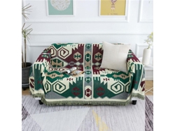 Manta Decorativa Con Pompones, Estampado Geométrico Étnico Retro, Ideal Para Sofá, Cama, Mesa O Viajes, 130 X 180 Cm.