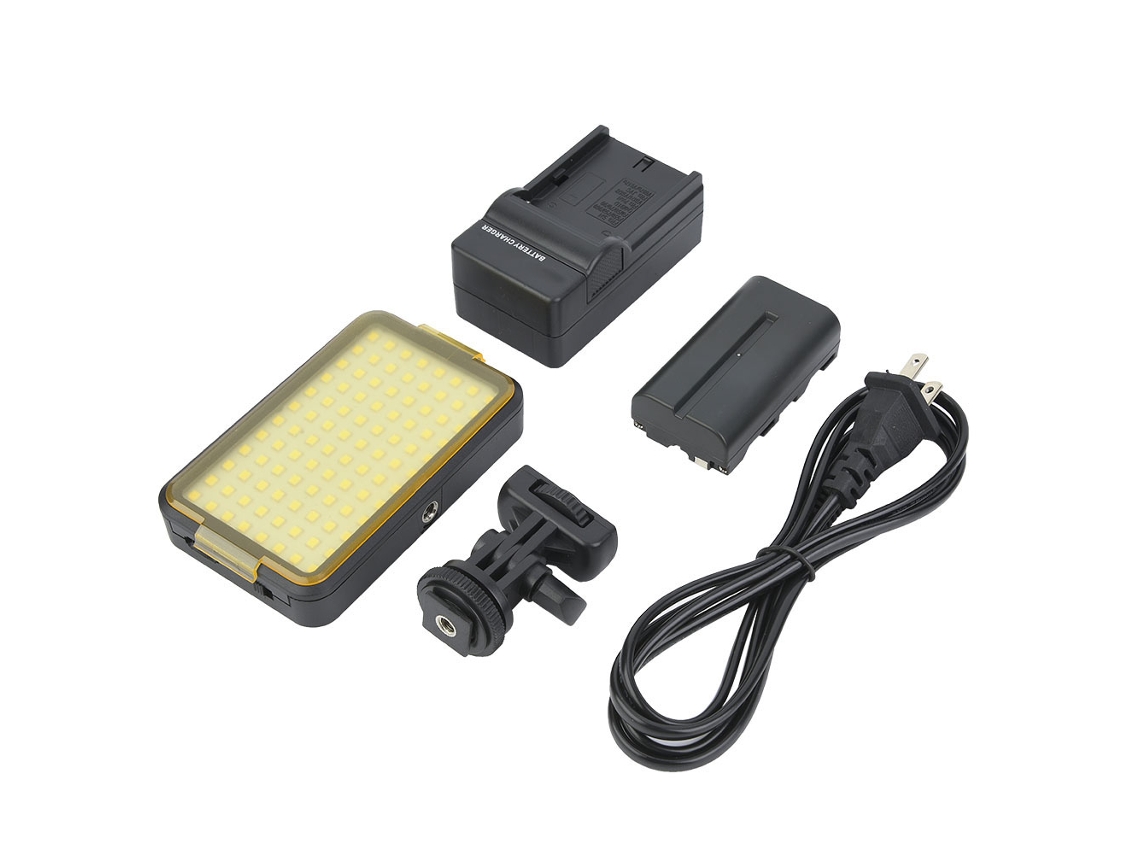 Luz de vídeo LED con retroiluminación ajustable para grabación y fotografía.
