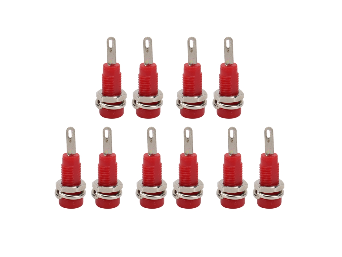 10 unidades de conector banana de 2 mm J.40003 para panel con adaptador de pines extendidos para instrumentos electrónicos (rojo)