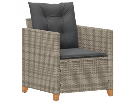 Sillón de jardín con cojines ratán sintético VIDAXL gris