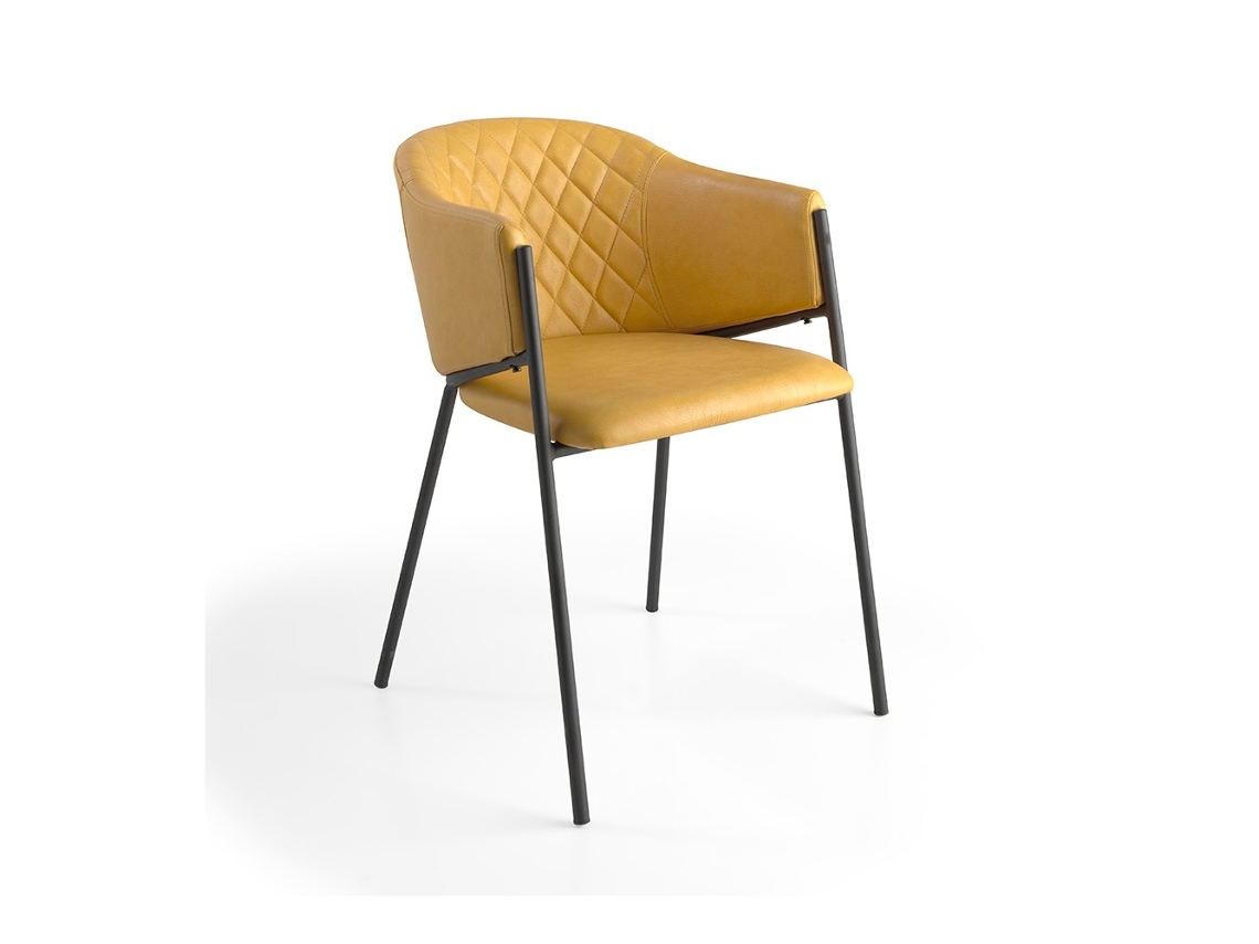 Conjunto de 2 Cadeiras de Jantar Ecopele Rycher MOMMA HOME (Ocre - Polipele -60x51x79 cm)