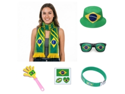 Set Complementos Bandera Brasil Copa Mundial 2026, Bufanda Gorra Gafas Pulsera Accesorios Hincha Selección Brasileña Calidad Premium