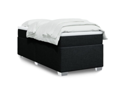 Cama box spring con colchón tela negro 90x190 cm