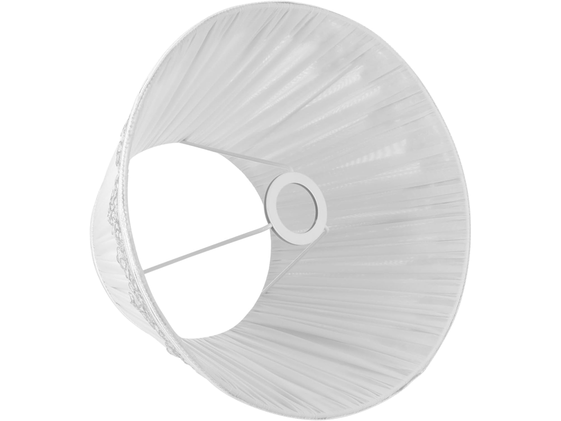 Lámpara De Mesilla De Noche De Tela De Encaje Blanco Con Difusor De Luz Decorativo Para Dormitorio.