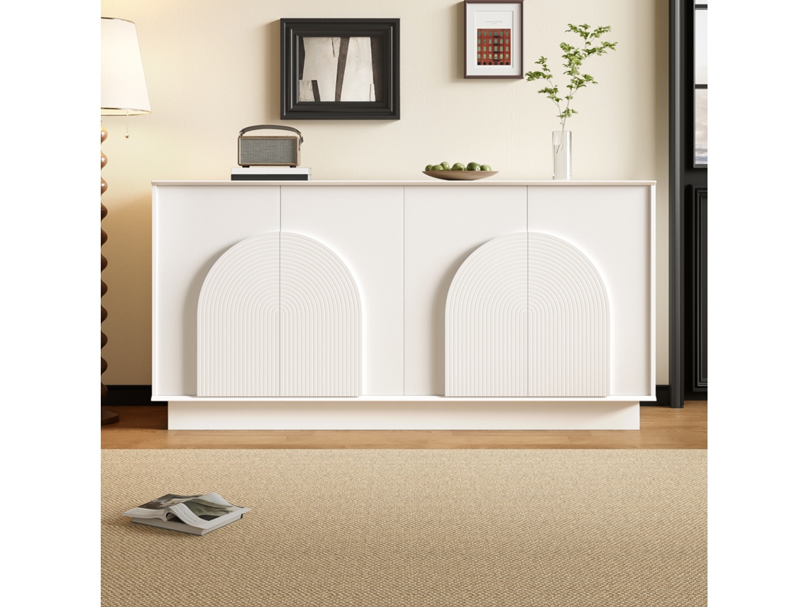 Aparador De 160 Cm, Mdf Mate, Puertas Curvas.