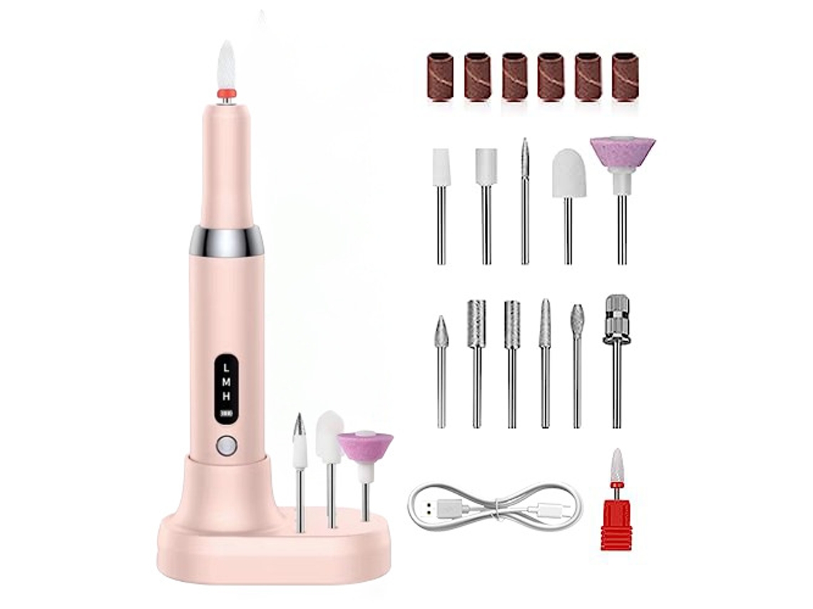 Taladro Eléctrico Portátil Para Uñas De 35.000 Rpm Para Manicura, Tallado Y Corte, Color Rosa Siurn