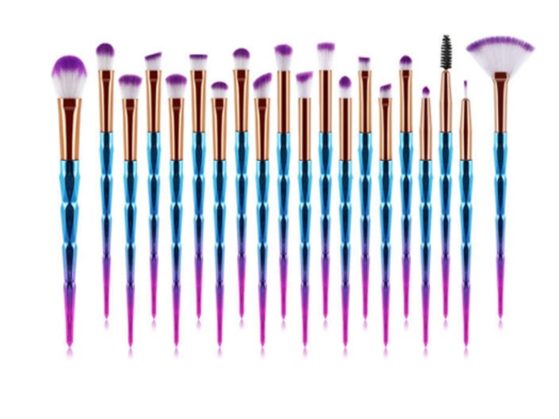 Kit de 20 pinceles de maquillaje para decoración de uñas, azul, rosa y morado USHION