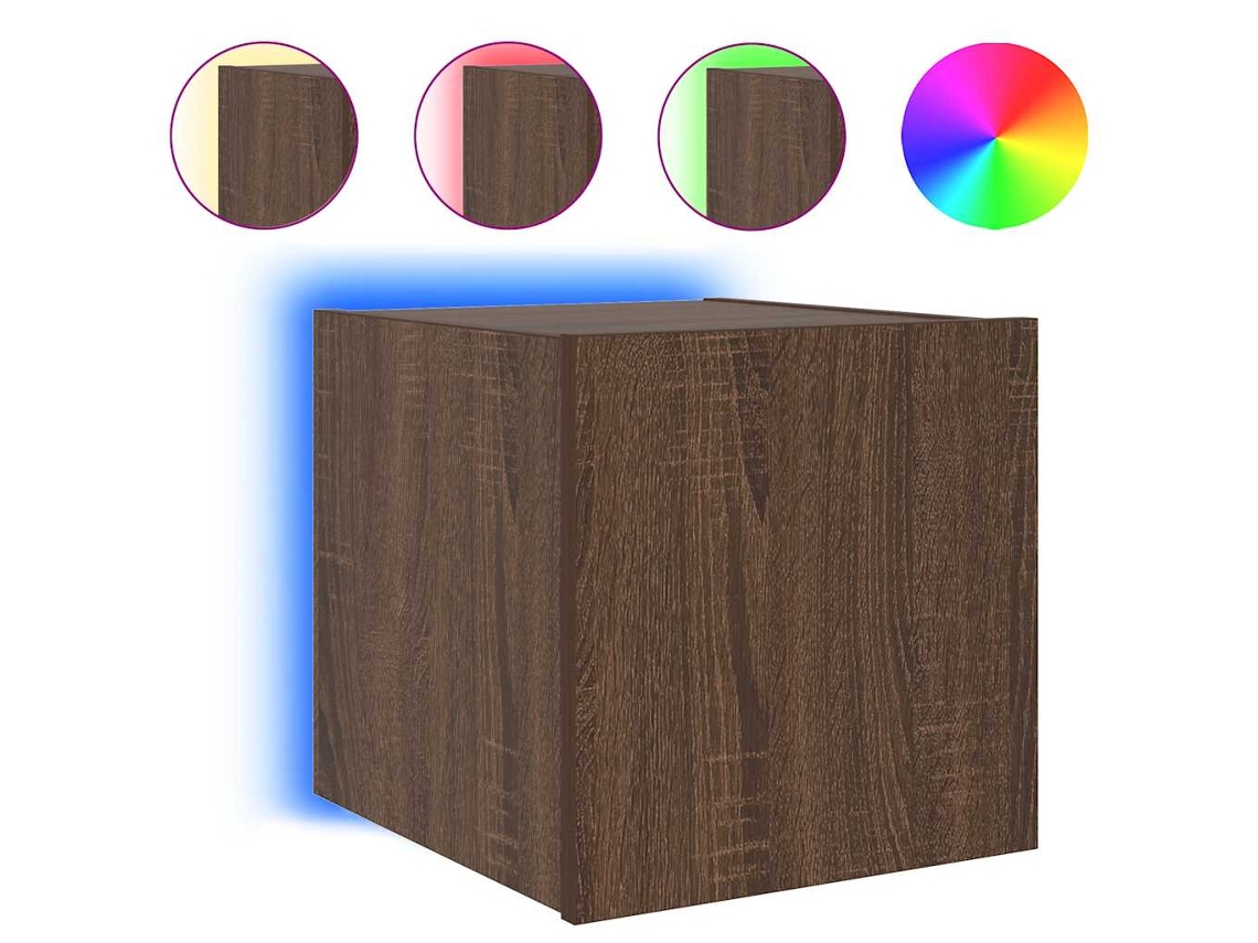 Mueble de pared con luces LED MAISON EXCLUSIVE Roble Marrón (30,5x35x30 cm)