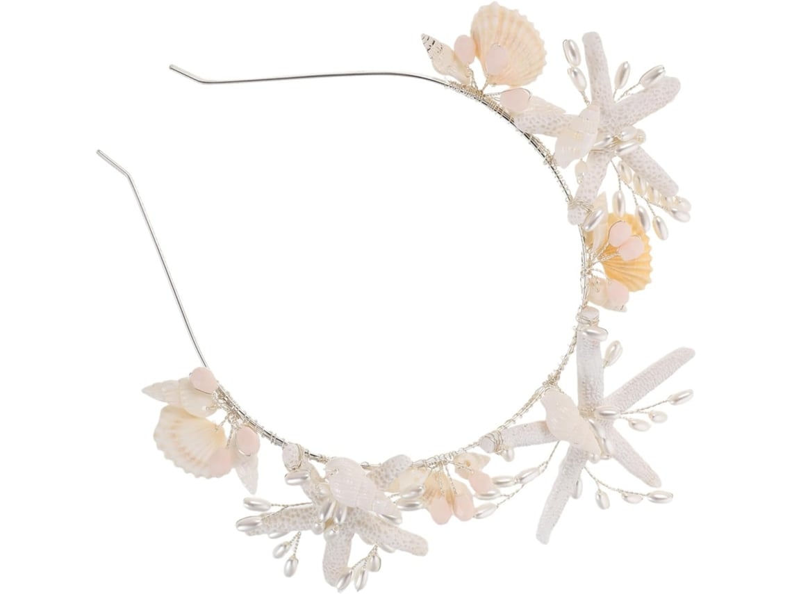 Diadema De Sirena Plateada Con Perlas Y Estrella De Mar De Nuobesty, Accesorio Ligero Para El Cabello.