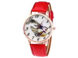 Reloj De Pulsera De Moda Para Parejas Con Correa De Piel Sintética, Estilo Moderno Y Movimiento De Cuarzo - Rojo