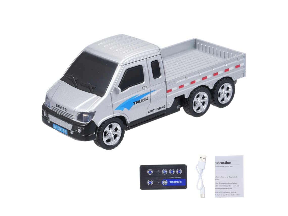 Minicamión Teledirigido De 2,4 Ghz Con Luces, Vehículo Eléctrico De Aleación Con Control Por Aplicación, Regalo Para Niños Y Adultos - Plateado