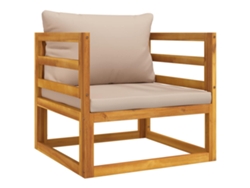 Sillón de jardín madera maciza acacia VIDAXL con cojines gris taupe