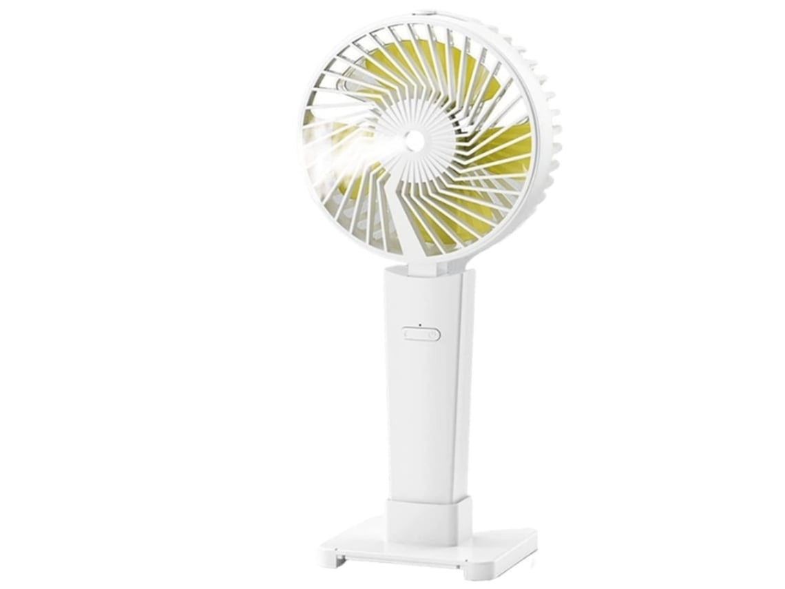Mini ventilador de niebla para portátil 4 en 1 con soporte para teléfono y luz LED, 2000 mAh, USB, 3 velocidades, blanco USHION