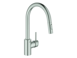 GROHE Concetto mezclador monomando de fregadero pull-out mousseur spray, Color: súper acero