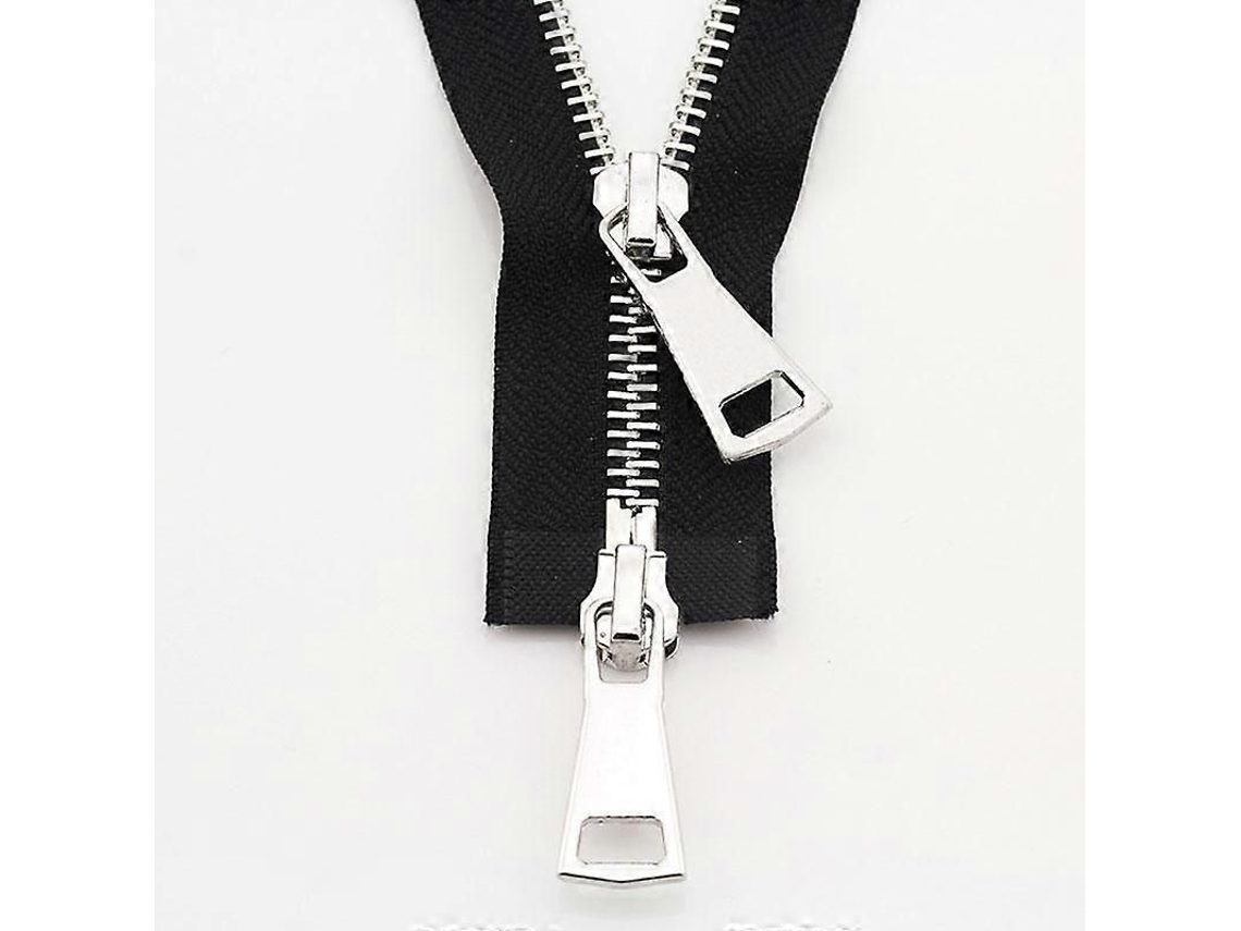 Cierre Metálico Para Chaqueta Con 2 Cursores, Cremallera De Extremo Abierto, 70 Cm, Negro, Accesorio De Costura