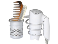 Soporte para secador de pelo, organizador de cabello para colgar en la pared, soporte para peines en espiral GOKOCO