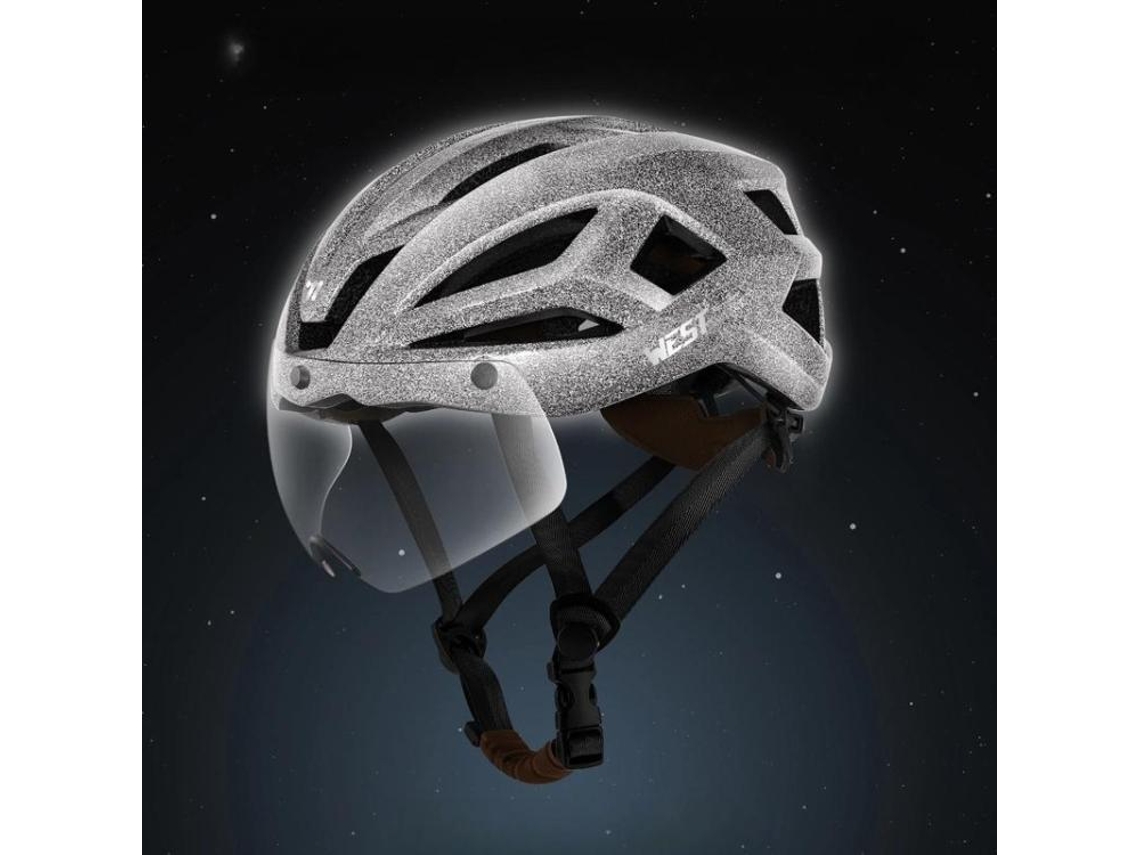 Casco Reflectante Para Conducción Nocturna (negro Starlight) Con Lente Magnética, Ligero Y Transpirable, Para Bicicletas De Montaña Y Carretera (unisex).