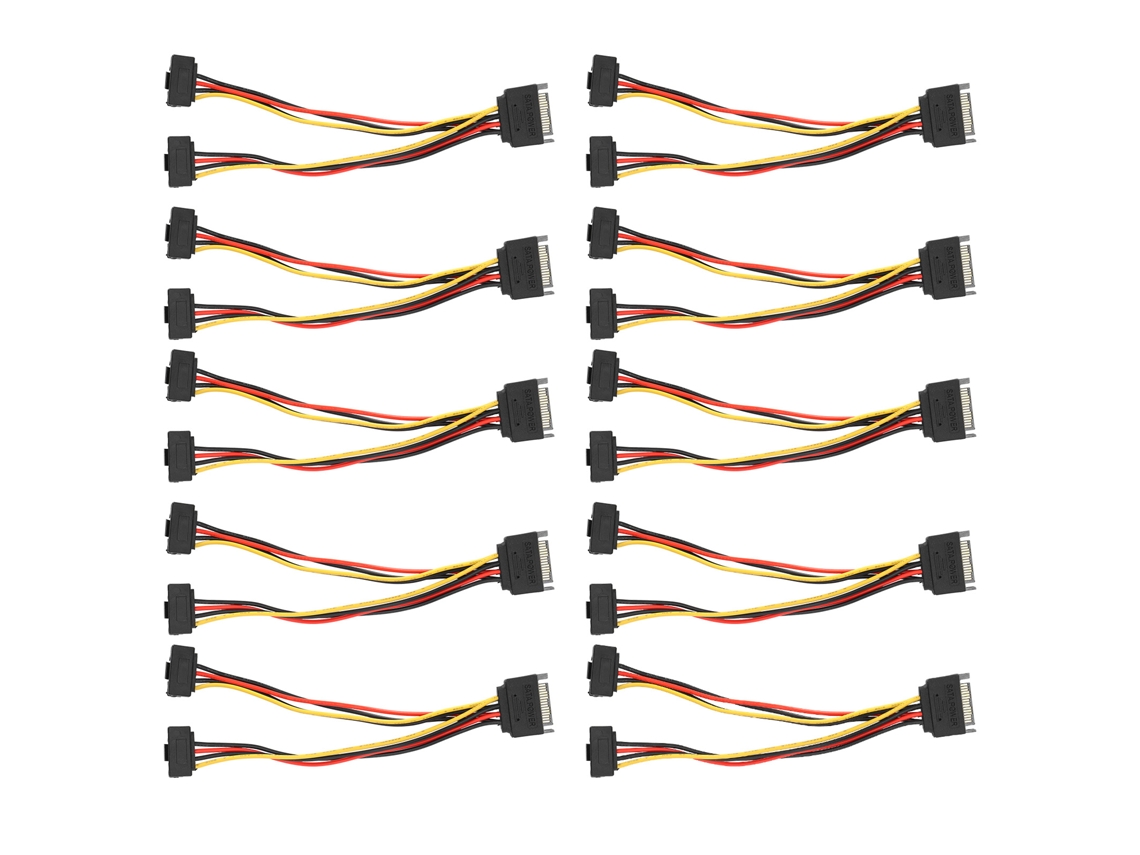 10 Adaptadores De Alimentación Sata Con Cable Conector En Ángulo Recto De 15 Pines Macho A 2 Pines Hembra