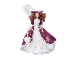 Ats-muñeca De Porcelana Miniatsura Estilo Victoriano Con Falda Morada Oscura Y Sombrero Para Decoración De Casa De Muñecas 1/12